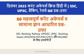 दिसंबर 2025 करंट अफेयर्स क्विज़ हिंदी में | SSC, UPSC, बैंकिंग, रेलवे GK प्रश्न-उत्तर 2 दिसंबर 2025 करंट अफेयर्स क्विज़ हिंदी में | SSC, UPSC, बैंकिंग, रेलवे GK प्रश्न-उत्तर