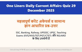 One Liners Daily Current Affairs Quiz 29 December 2025